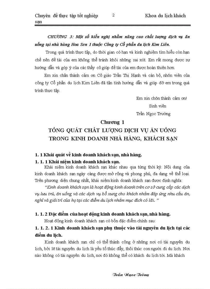 image for page Nâng cao chất lượng dịch vụ ăn uống tại nhà hàng Hoa Sen I thuộc công ty Cổ phần Du lịch Kim Liên.