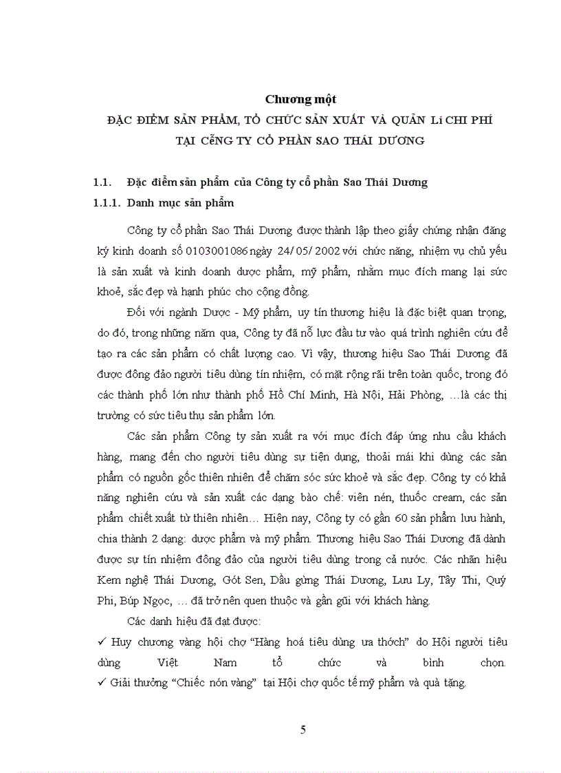 image for page Hoàn thiện kế toán chi phí sản xuất và tính giá thành sản phẩm tại Công ty cổ phần Sao Thái Dương