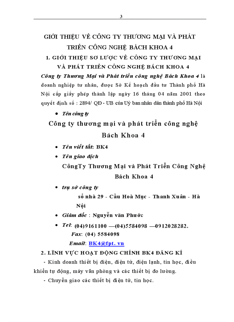 image for page Phân tích, thiết kế hệ thống thông tin Quản Lý Bán Hàng tại công ty BK4 Nội dung chuyên đề thực tập gồm 3 chương