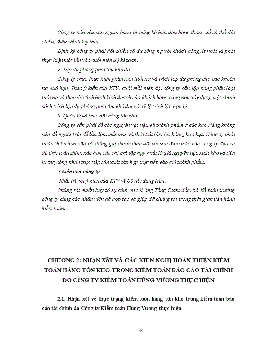 image for page Hoàn thiện kiểm toán khoản mục hàng tồn kho trong kiểm toán báo cáo tài chính do Công ty TNHH Kiểm toán Hùng Vương