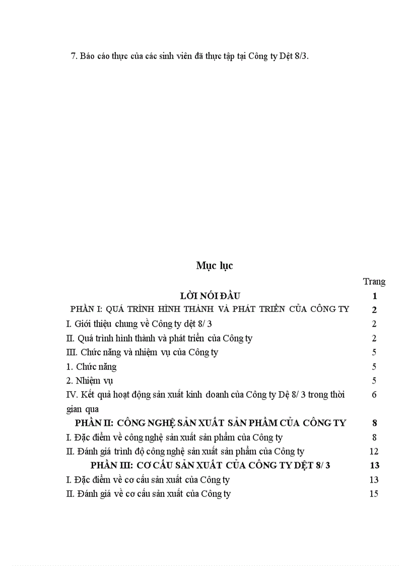 image for page Báo cáo thực tập tại công ty dệt 8/3