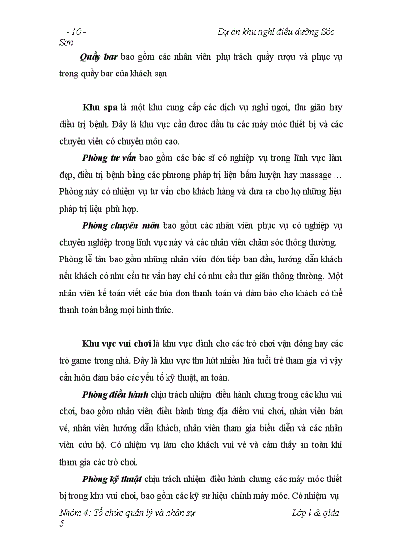 image for page Vấn đề tổ chức quản lý và nhân sự của dự án khu nghỉ điêu dưỡng sóc sơn