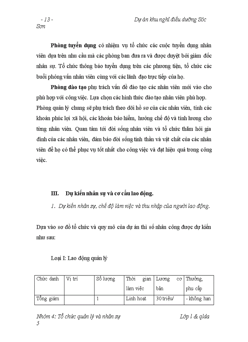 image for page Vấn đề tổ chức quản lý và nhân sự của dự án khu nghỉ điêu dưỡng sóc sơn