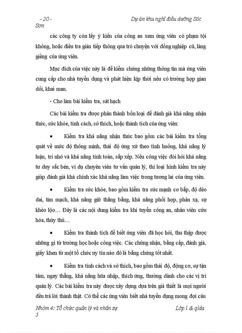 image for page Vấn đề tổ chức quản lý và nhân sự của dự án khu nghỉ điêu dưỡng sóc sơn