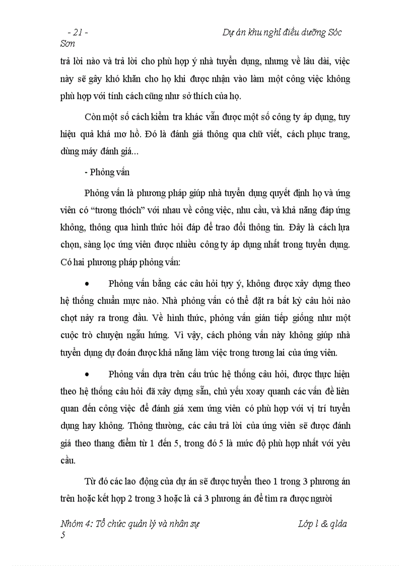 image for page Vấn đề tổ chức quản lý và nhân sự của dự án khu nghỉ điêu dưỡng sóc sơn