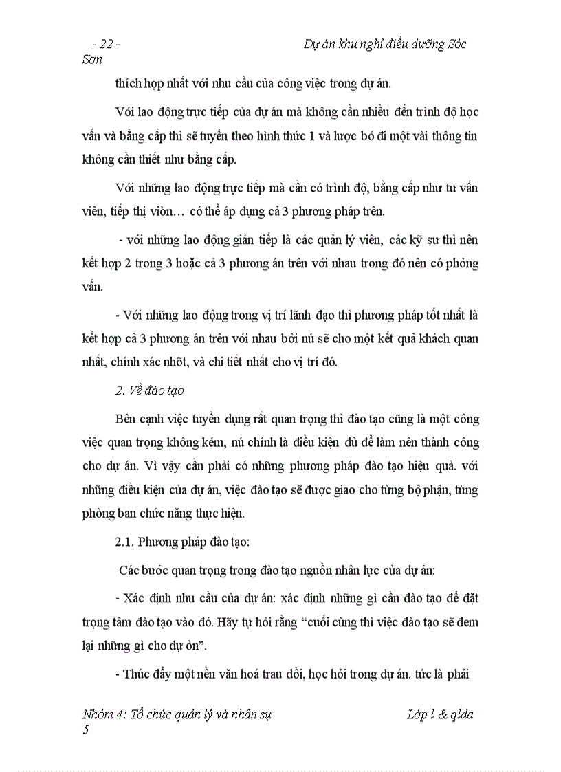 image for page Vấn đề tổ chức quản lý và nhân sự của dự án khu nghỉ điêu dưỡng sóc sơn