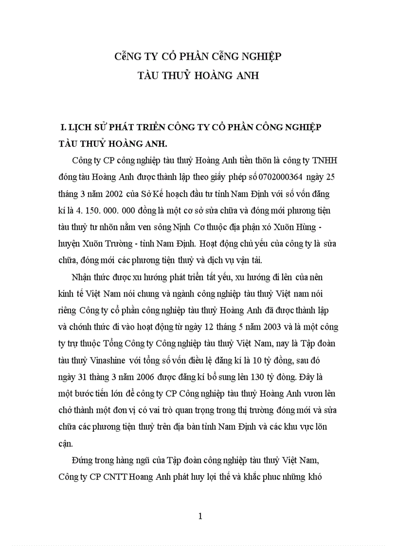 image for page Báo cáo thực tập tại Công ty CP công nghiệp tàu thuỷ Hoàng Anh