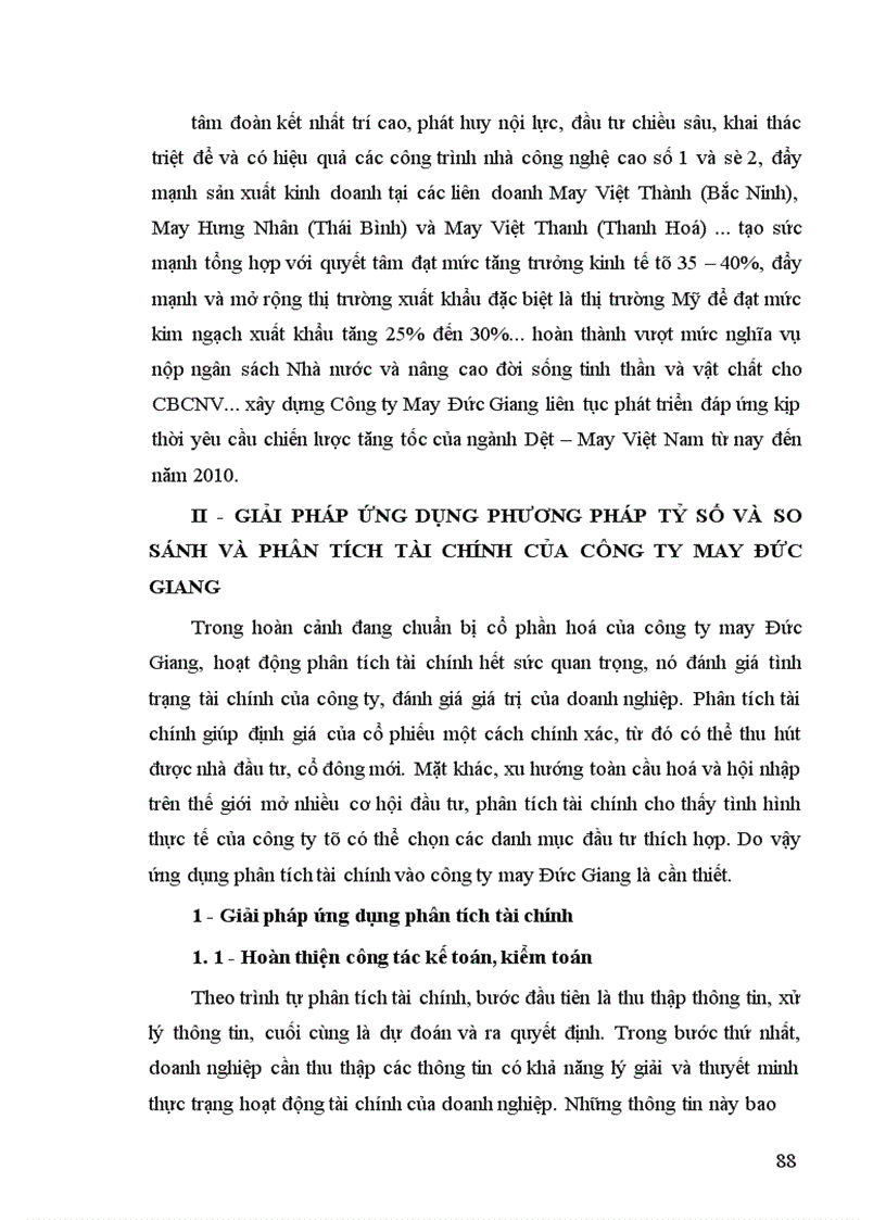 image for page Ứng dụng phương pháp tỷ số và so sánh vào phân tích tài chính tại công ty may Đức Giang