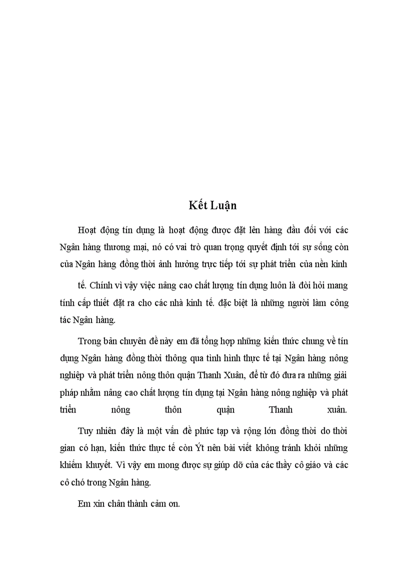 image for page Giải pháp nâng cao chất lượng tín dụng tại Ngân hàng nông nghiệp và phát triển nông thôn quận Thanh Xuân