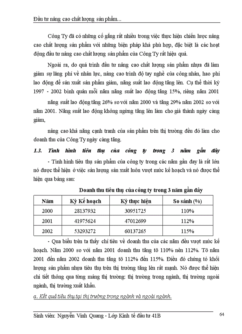 image for page Thực trạng đầu tư nâng cao chất lượng sản phẩm của Công Ty nhựa