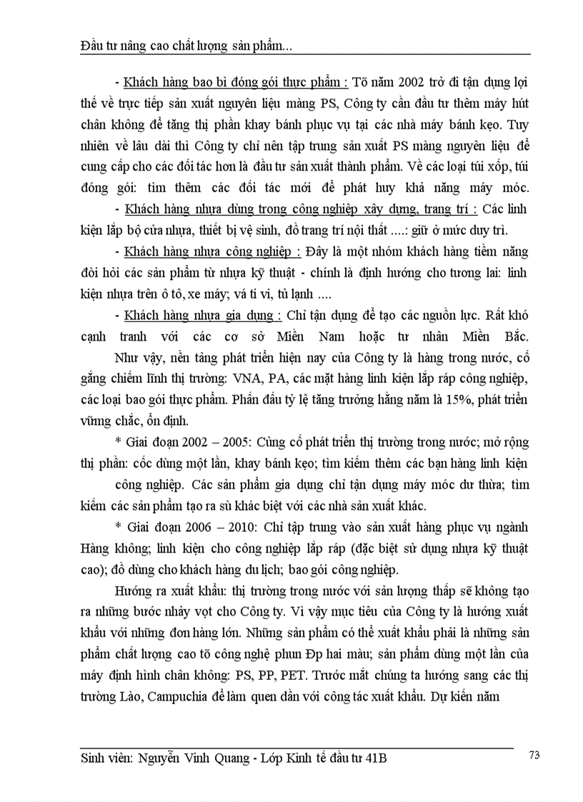 image for page Thực trạng đầu tư nâng cao chất lượng sản phẩm của Công Ty nhựa