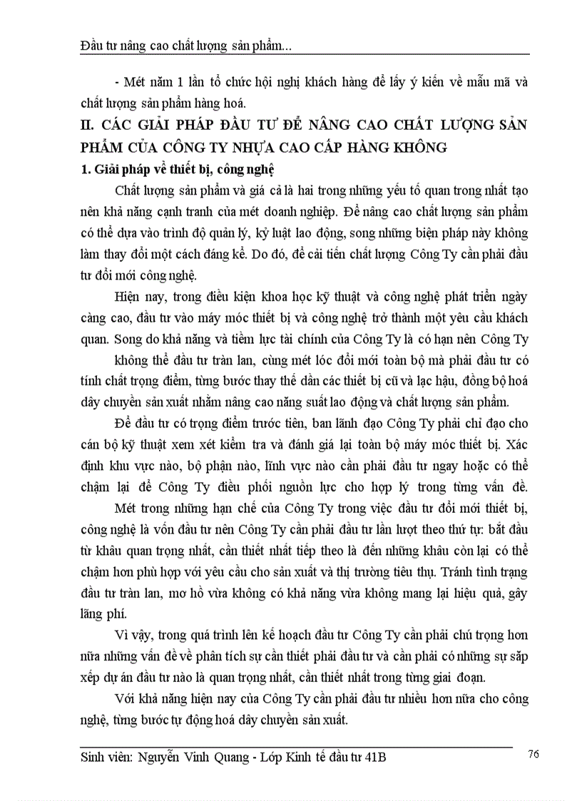 image for page Thực trạng đầu tư nâng cao chất lượng sản phẩm của Công Ty nhựa