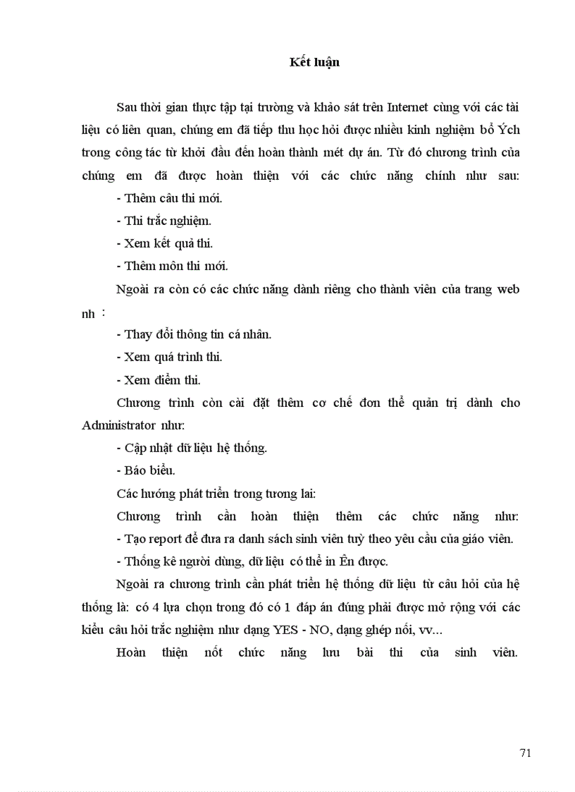 image for page Xây dựng và quản lý ngân hàng đề thi trắc nghiệm trên Web trên mạng theo công nghệ JSP
