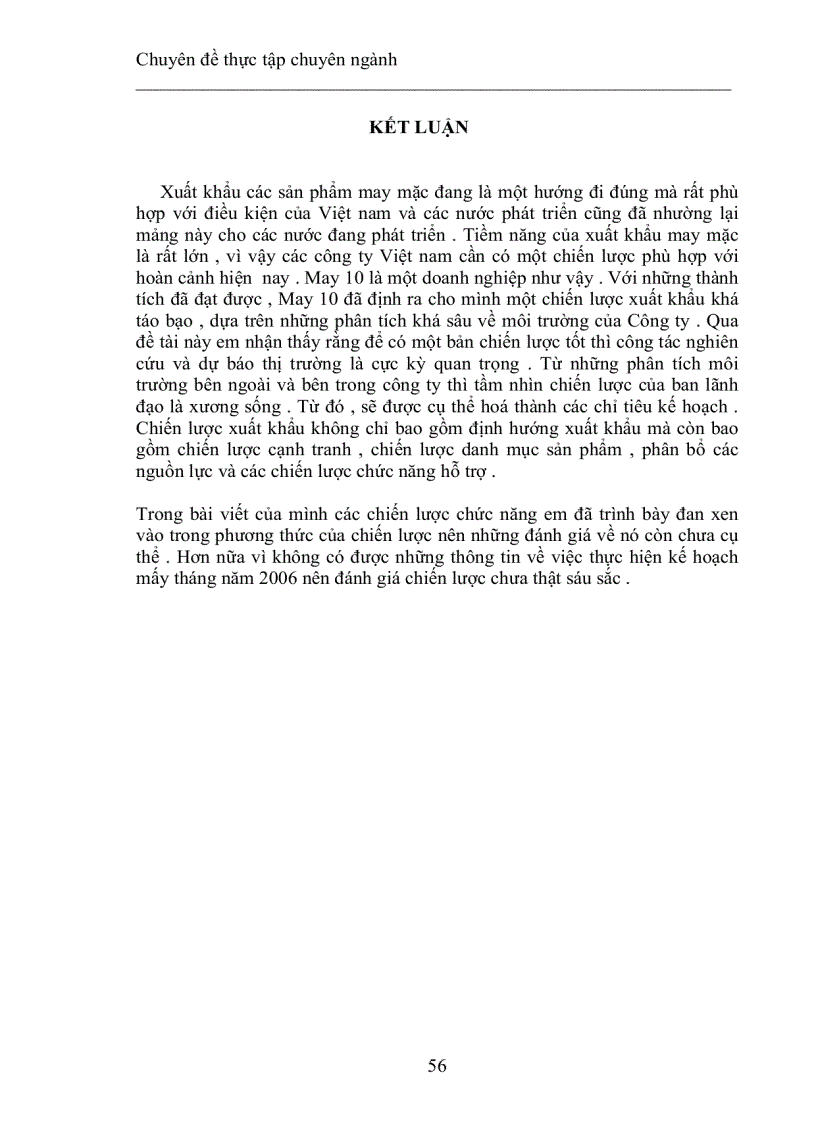 image for page Hoàn thiện chiến lược xuất khẩu của công ty cổ phần may 10 trong giai đoạn 2006 - 2010