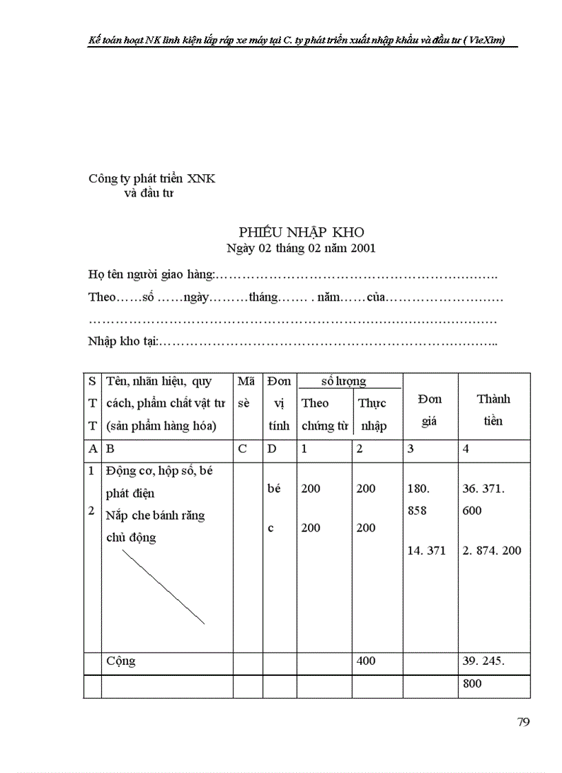 image for page Kế toán hoạt NK linh kiện lắp ráp xe máy tại C. ty phát triển xuất nhập khẩu và đầu tư ( VieXim)