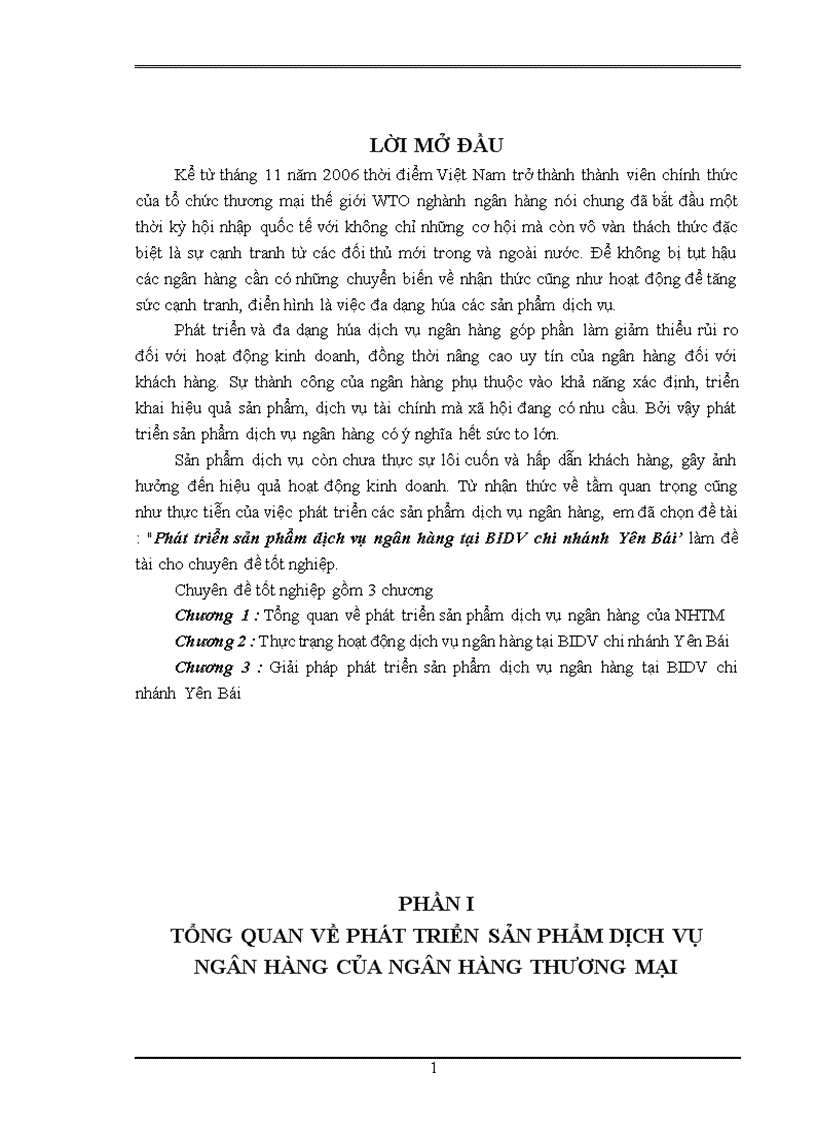 image for page Phát triển sản phẩm dịch vụ ngân hàng tại BIDV chi nhánh Yên Bái.
