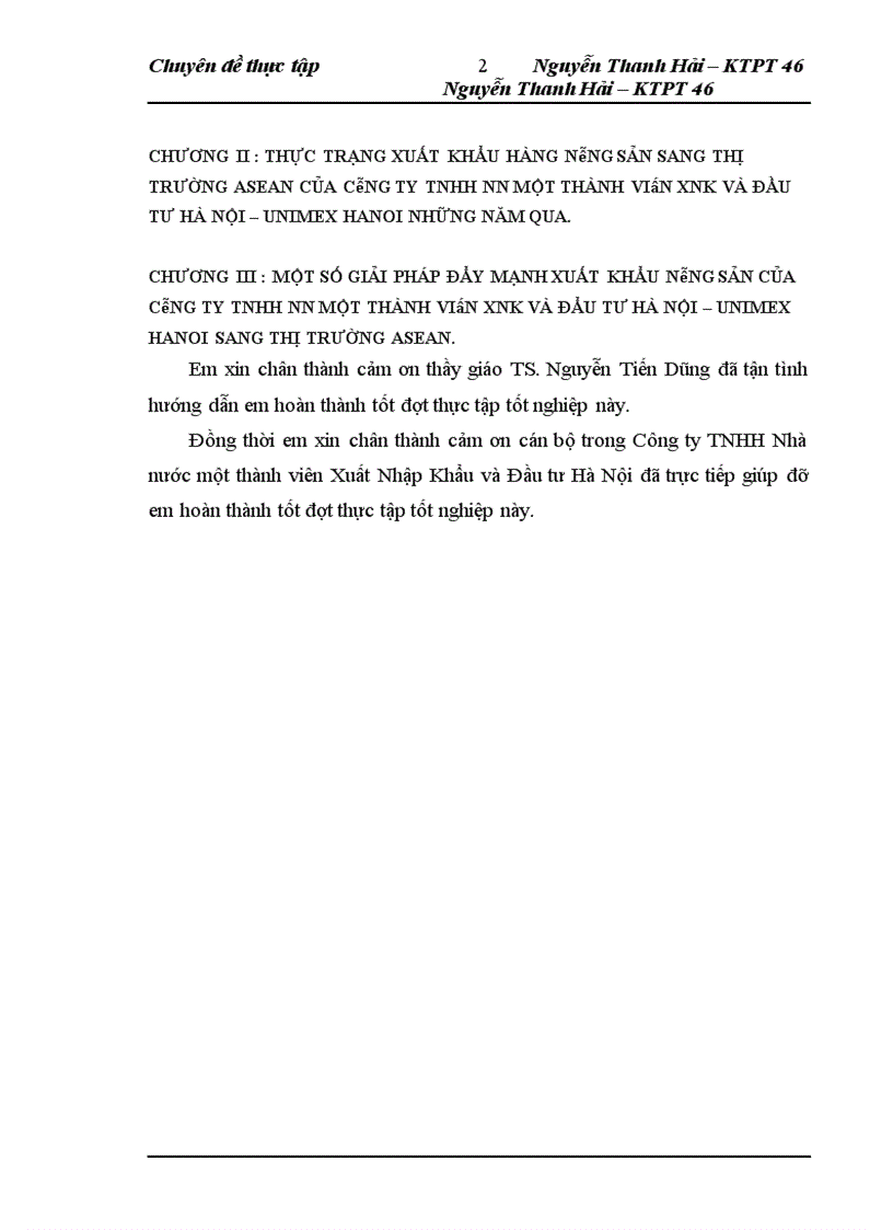 image for page Thực trạng và giải pháp đẩy mạnh xuất khẩu nông sản của công ty TNHH NN một thành viên XNK và đầu tư Hà Nội – UNIMEX HANOI sang thị trường ASEAN