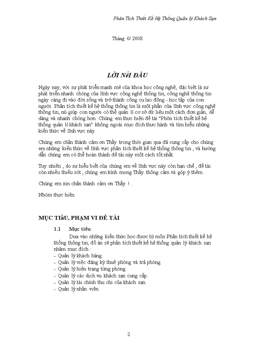 image for page Phân tích thiết kế hệ thống quản lí khách sạn