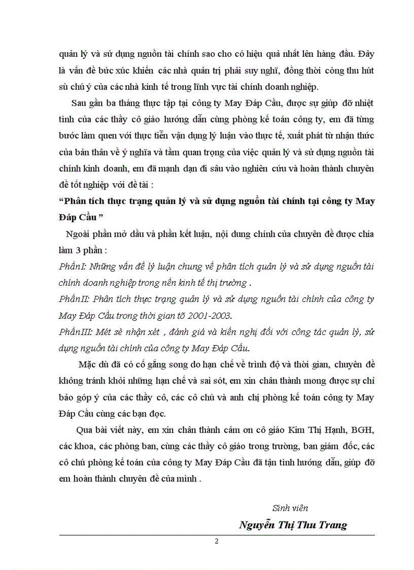 image for page Phân tích thực trạng quản lý và sử dụng nguồn tài chính tại công ty May Đáp Cầu