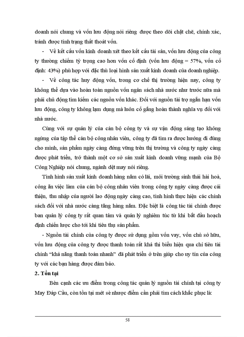 image for page Phân tích thực trạng quản lý và sử dụng nguồn tài chính tại công ty May Đáp Cầu