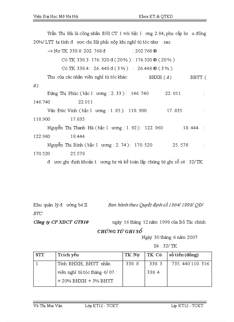 image for page Kế toán tiền lương và các khoản trích theo lương tại Công ty CP XDCT giao thông 810