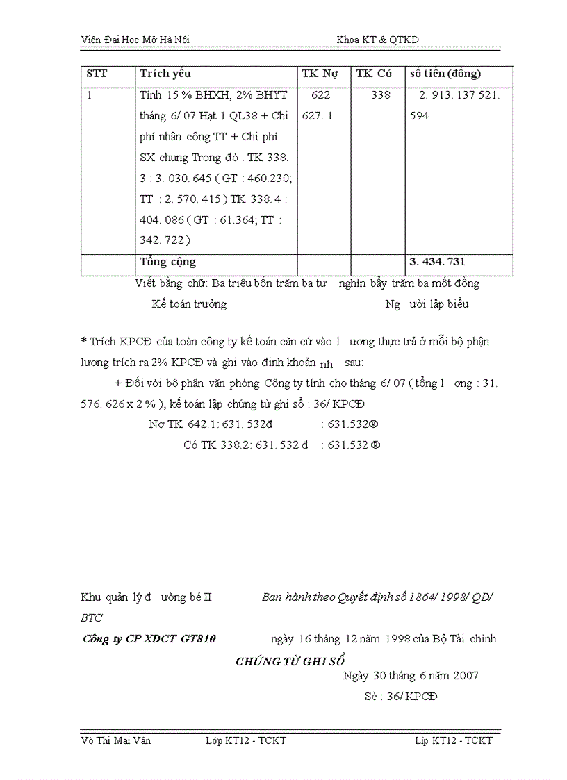 image for page Kế toán tiền lương và các khoản trích theo lương tại Công ty CP XDCT giao thông 810