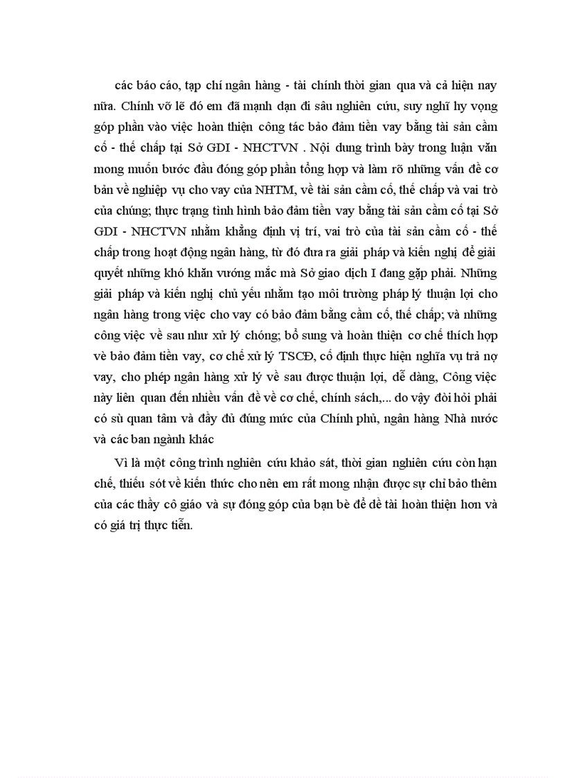 image for page Nâng cao hiệu quả hoạt động bảo đảm tiền vay bằng tài sản cầm cố, thế chấp tại Sở giao dịch I - Ngân hàng công thương Việt Nam
