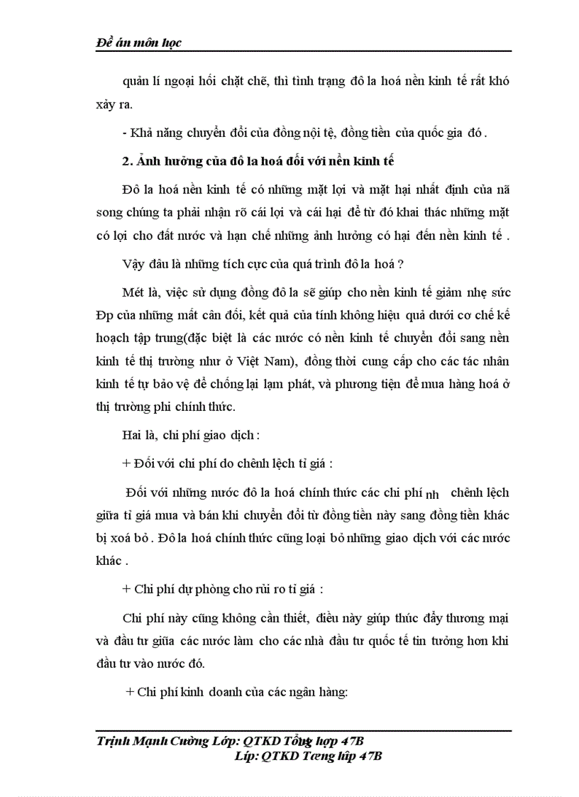 image for page Ảnh hưởng của tình trạng đô la hoá đối với nền kinh tế Việt Nam, nguyên nhân và giải pháp khắc phục