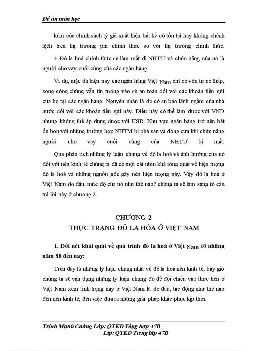 image for page Ảnh hưởng của tình trạng đô la hoá đối với nền kinh tế Việt Nam, nguyên nhân và giải pháp khắc phục