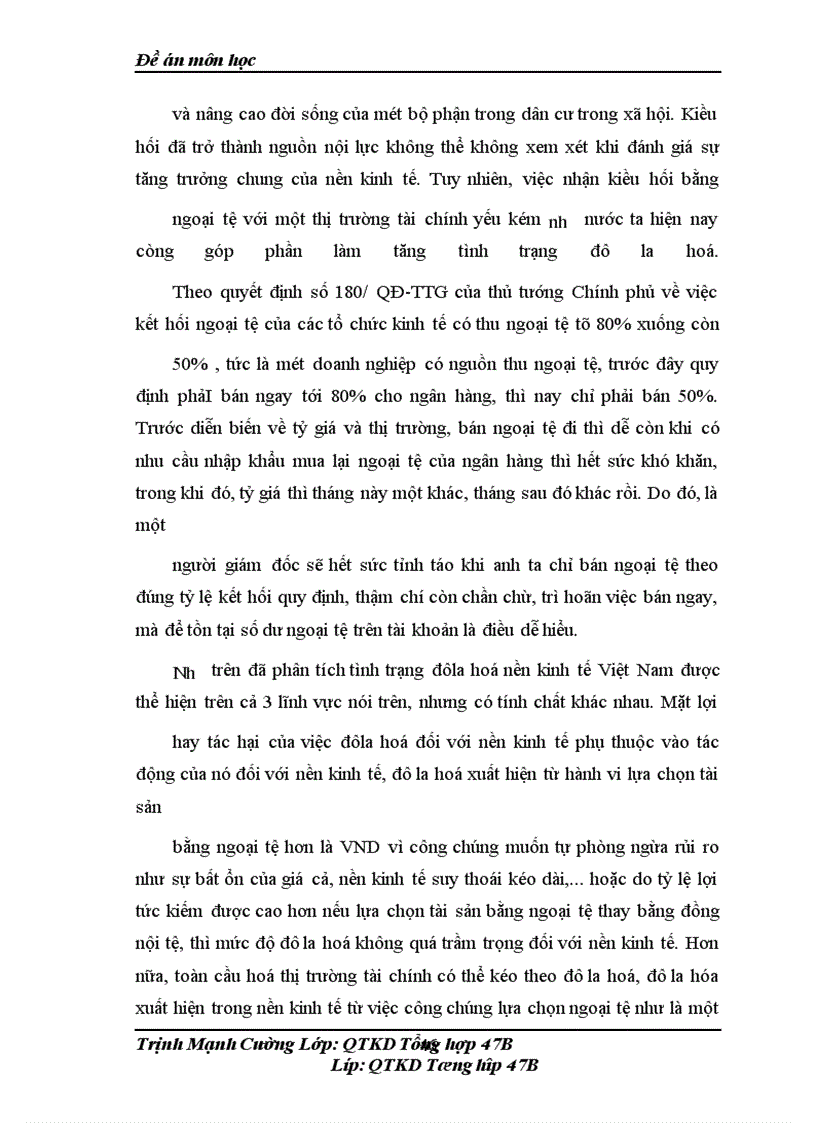 image for page Ảnh hưởng của tình trạng đô la hoá đối với nền kinh tế Việt Nam, nguyên nhân và giải pháp khắc phục