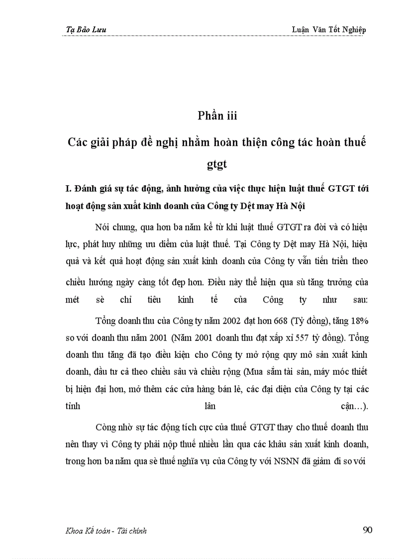image for page Phần II Tình hình thực hiện luật thuế GTGT tại công ty dệt may hà nội