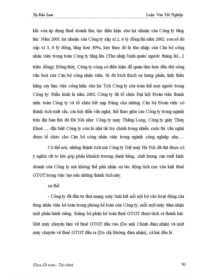 image for page Phần II Tình hình thực hiện luật thuế GTGT tại công ty dệt may hà nội