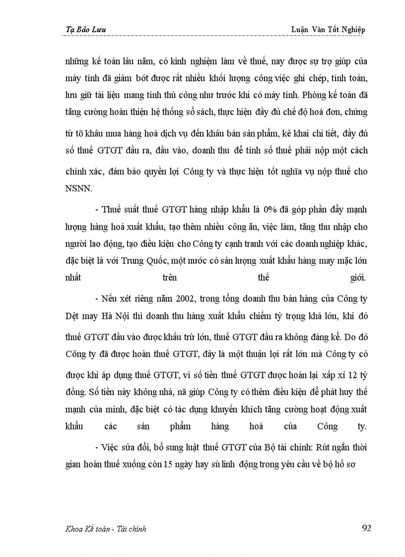 image for page Phần II Tình hình thực hiện luật thuế GTGT tại công ty dệt may hà nội