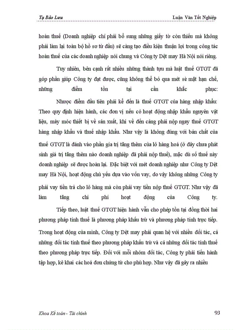 image for page Phần II Tình hình thực hiện luật thuế GTGT tại công ty dệt may hà nội