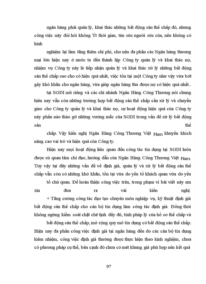 image for page Một số vấn đề về định giá, quản lý và xử lý bất động sản thế chấp tại SGDI-NHCTVN