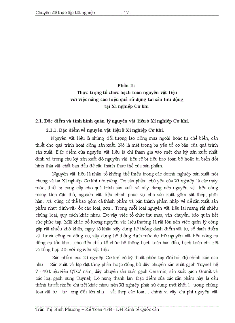 image for page Tổ chức hạch toán nguyên vật liệu với việc nâng cao hiệu quả sử dụng tài sản lưu động tại Xí nghiệp Cơ khí