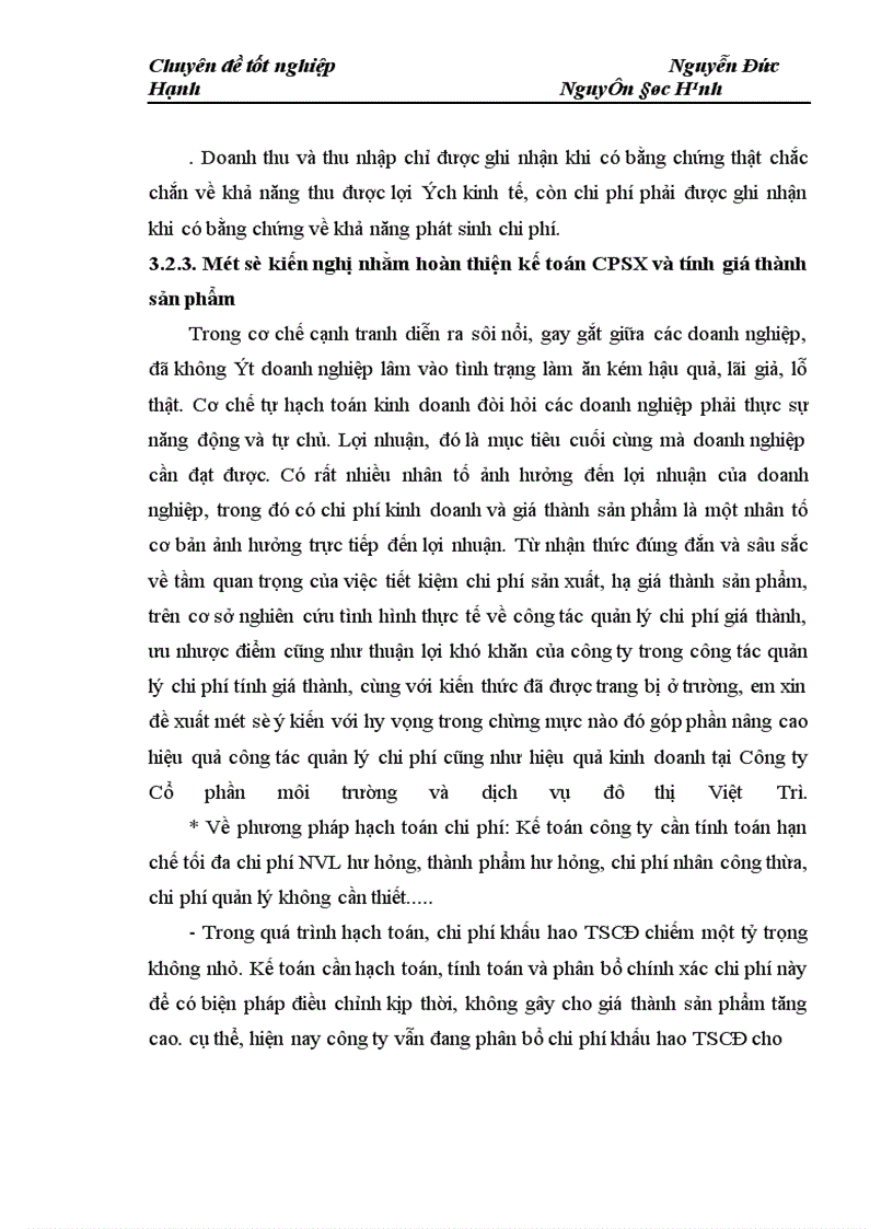 image for page Hoàn thiện công tác Kế toán chi phí sản xuất và tính giá thành sản phẩm đối với công ty cổ phần môi trường và dịch vụ đô thị Việt Trì