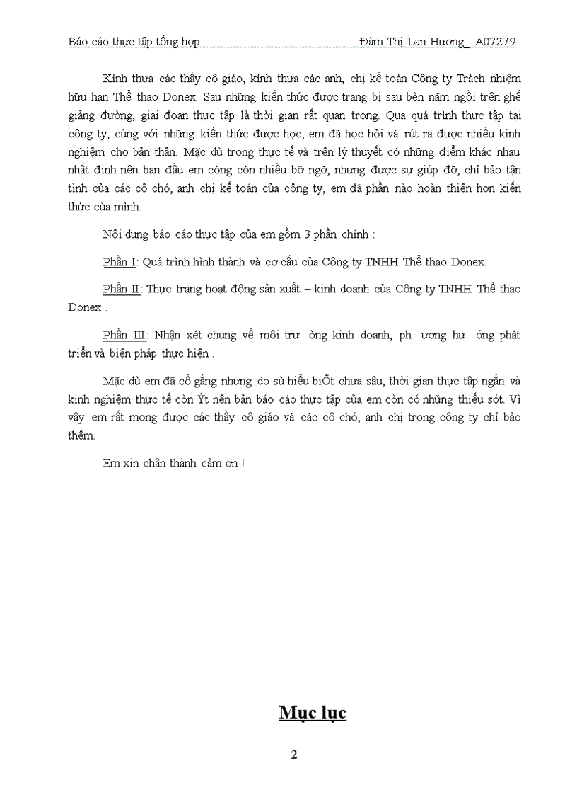 image for page Báo cáo thực tập tại Công ty TNHH Thể thao Donex.