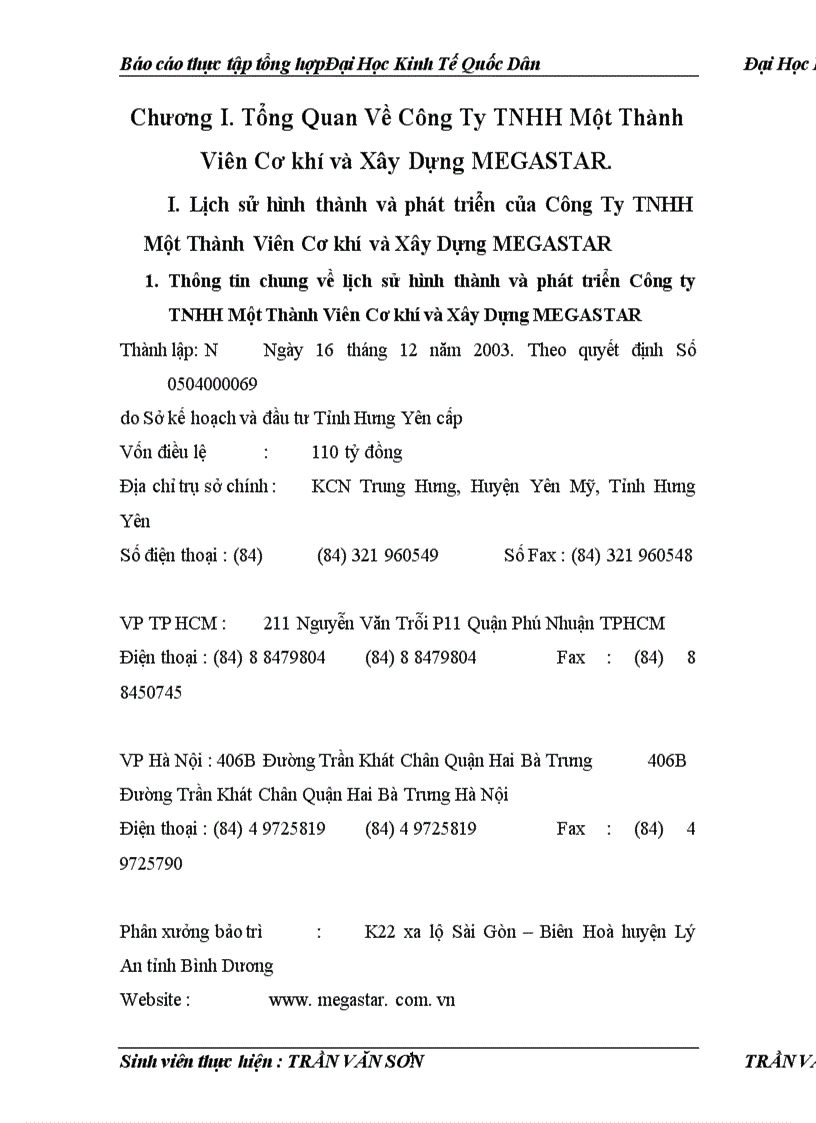 image for page Hoạt động sản xuất kinh doanh của Công Ty TNHH Một Thành Viên Cơ khí và Xây Dựng MEGASTAR
