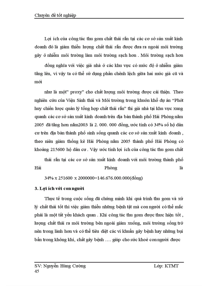 image for page Đánh giá hiệu quả kinh tế của việc thu gom chất thải rắn ở các cơ sở sản xuât – kinh doanh trên địa bàn thành phố Hải Phòng