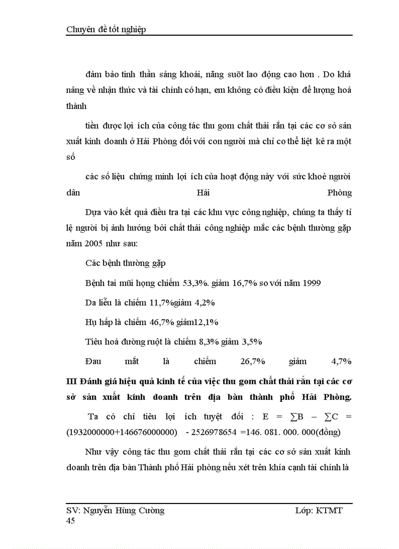 image for page Đánh giá hiệu quả kinh tế của việc thu gom chất thải rắn ở các cơ sở sản xuât – kinh doanh trên địa bàn thành phố Hải Phòng