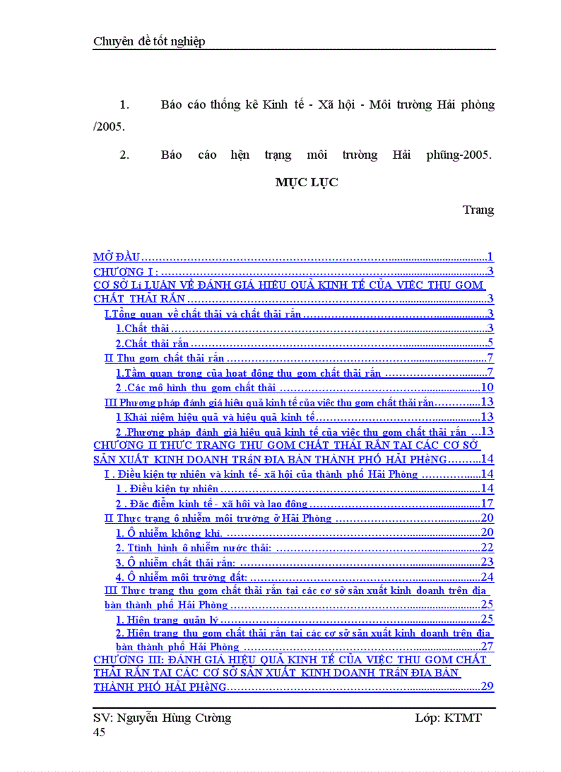 image for page Đánh giá hiệu quả kinh tế của việc thu gom chất thải rắn ở các cơ sở sản xuât – kinh doanh trên địa bàn thành phố Hải Phòng