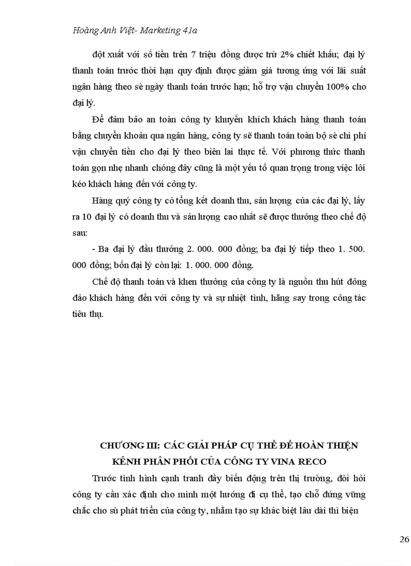 image for page Hoàn thiện kênh phân phối của công ty VINA RECO