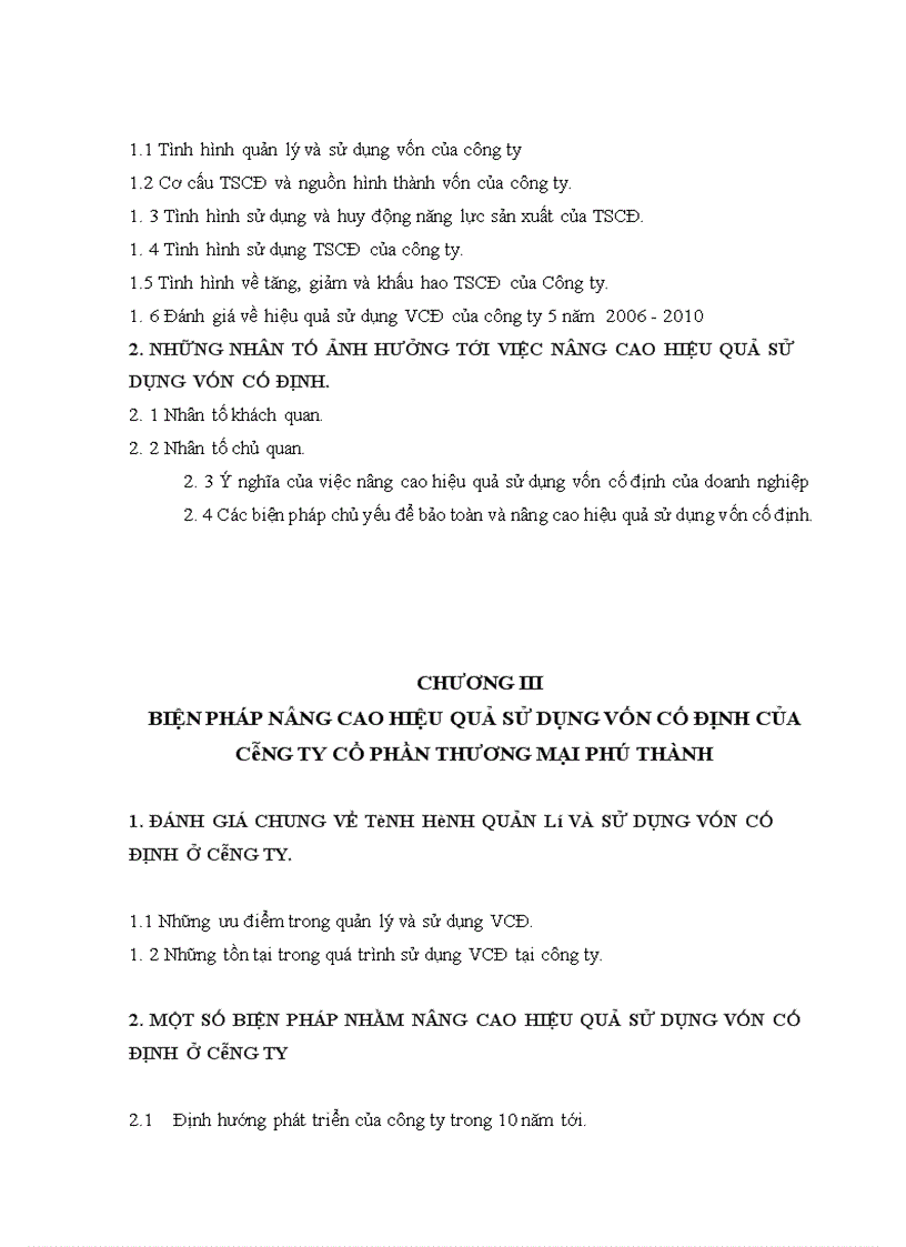 image for page Đề cương sơ bộ: Biện pháp nâng cao hiệu quả sử dụng vốn cố định của công ty Cổ phần Thương mại Phú Thành