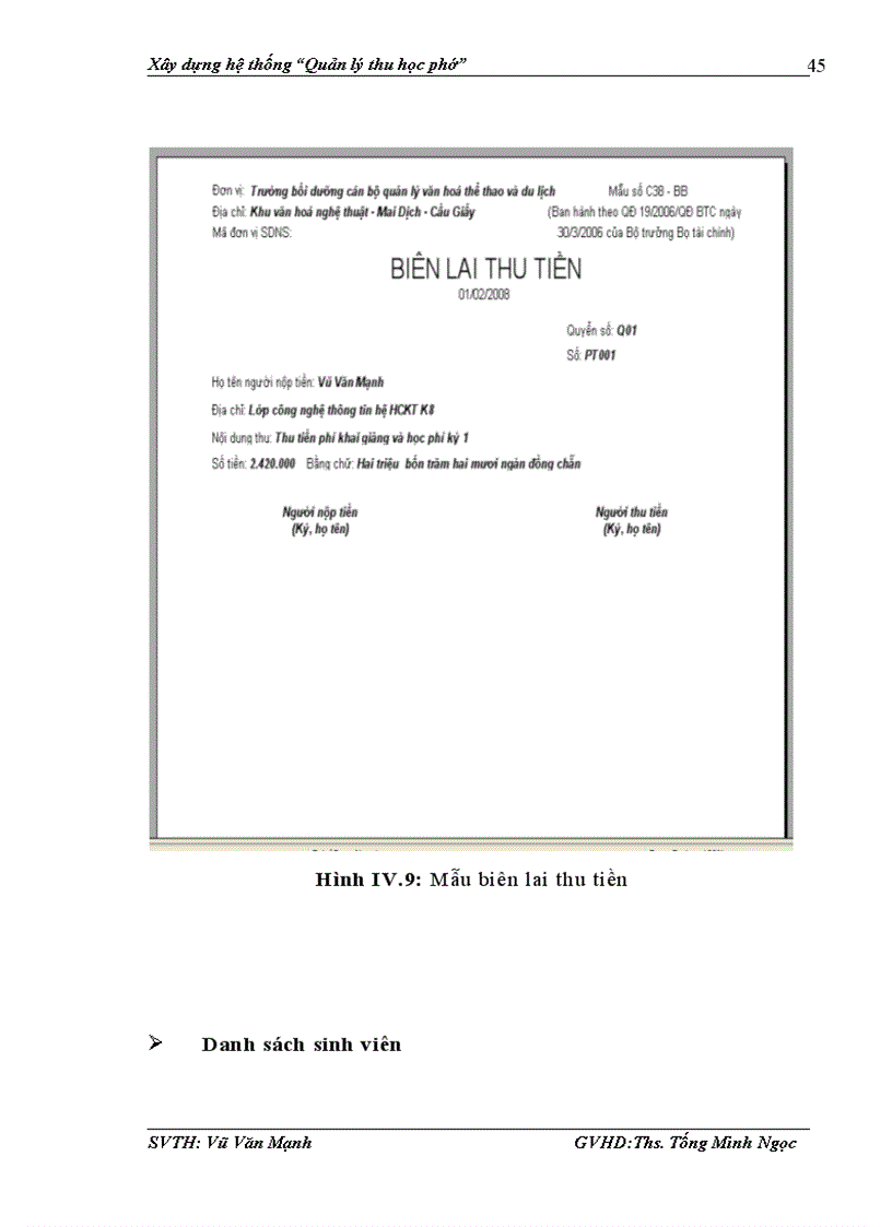 image for page Xây dựng hệ thống quản lý thu học phí cho Trường bồi dưỡng cán bộ quản lý văn hoá thể thao và du lịch