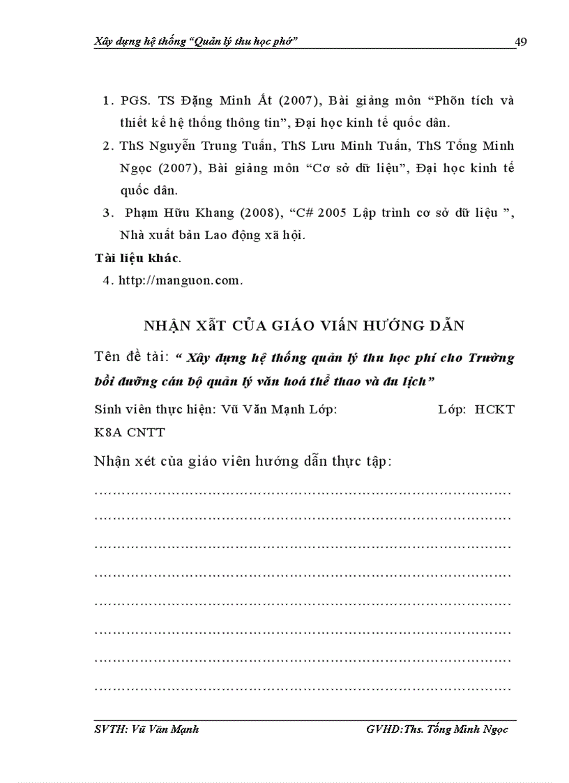 image for page Xây dựng hệ thống quản lý thu học phí cho Trường bồi dưỡng cán bộ quản lý văn hoá thể thao và du lịch