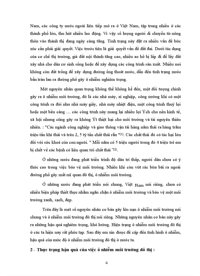 image for page Vận dụng, cặp phạm trù nguyên nhân - Kết quả để phân tích vấn đề ô nhiễm môi trường đô thị