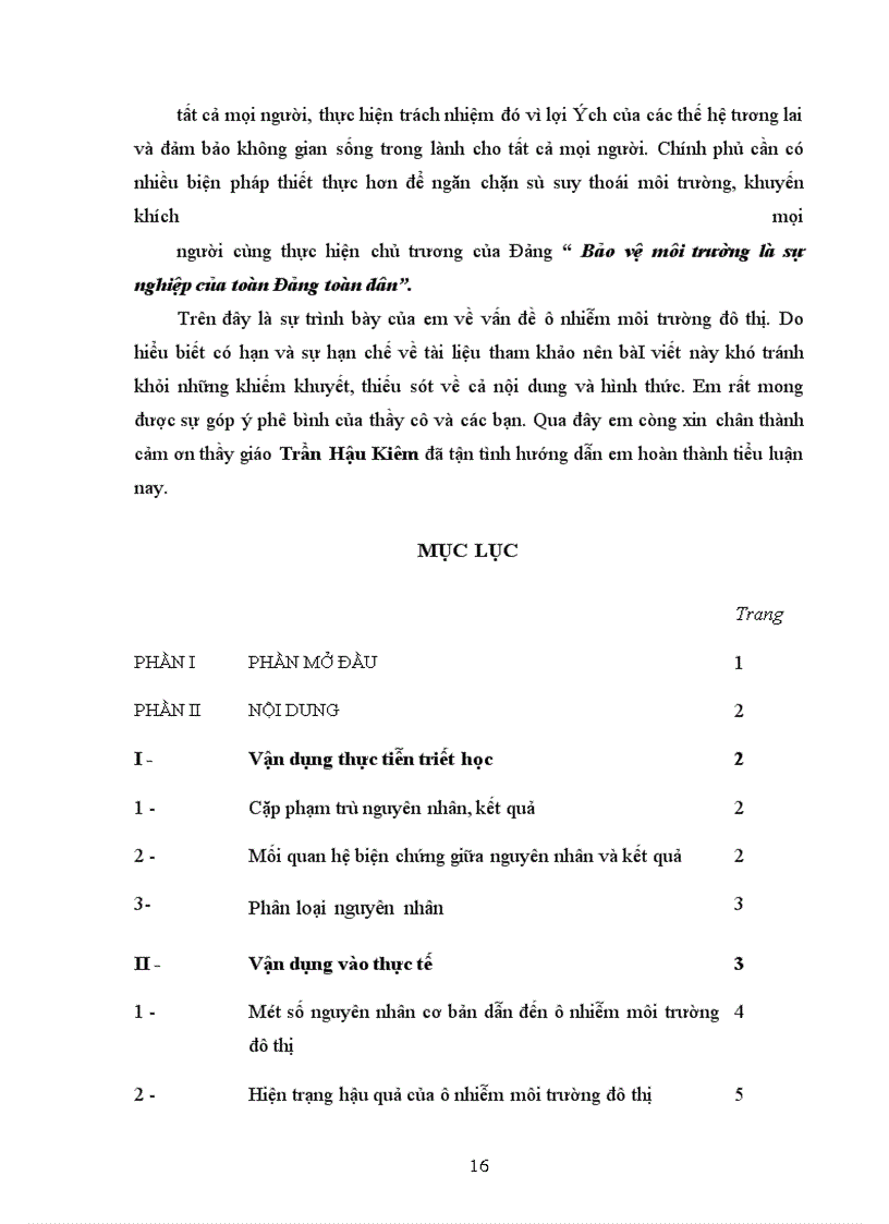 image for page Vận dụng, cặp phạm trù nguyên nhân - Kết quả để phân tích vấn đề ô nhiễm môi trường đô thị