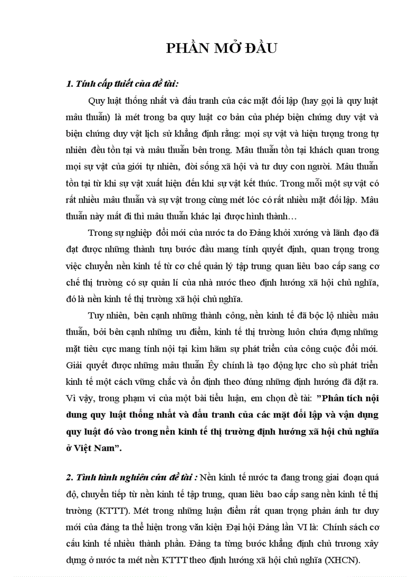 image for page Phân tích nội dung quy luật thống nhất và đấu tranh của các mặt đối lập và vận dụng quy luật đó vào trong nền kinh tế thị trường định hướng xã hội chủ nghĩa ở Việt Nam
