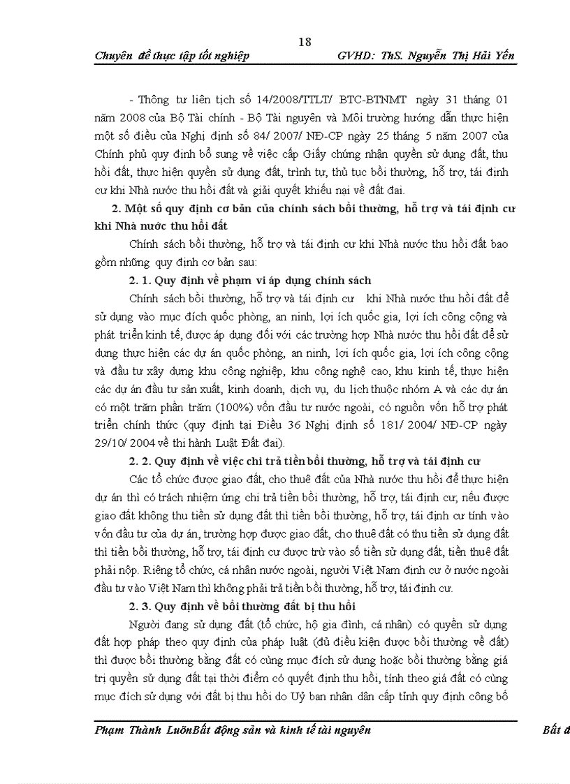 image for page Đánh giá tình hình thực hiện chính sách về bồi thường, hỗ trợ tái định cư khi Nhà nước thu hồi đất tại một số địa phương và đề xuất các giải pháp để hoàn thiện, nâng cao tính khả thi của chính sách bồi thường, hỗ trợ tái định cư khi Nhà nước thu hồi đất